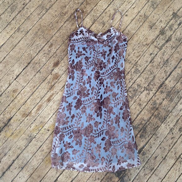 Vintage Y2K Velvet Floral Slip Dress - Picture 3 of 5